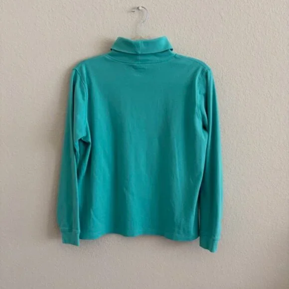 L.L. Bean Women's Teal Turtleneck Sweater 100% cotton Size L Capsule basic - Picture 2 of 8
